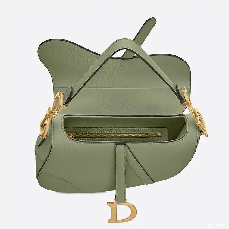 Dior Outlet Saddle Green Grained Calfskin Bag Dior 0506
